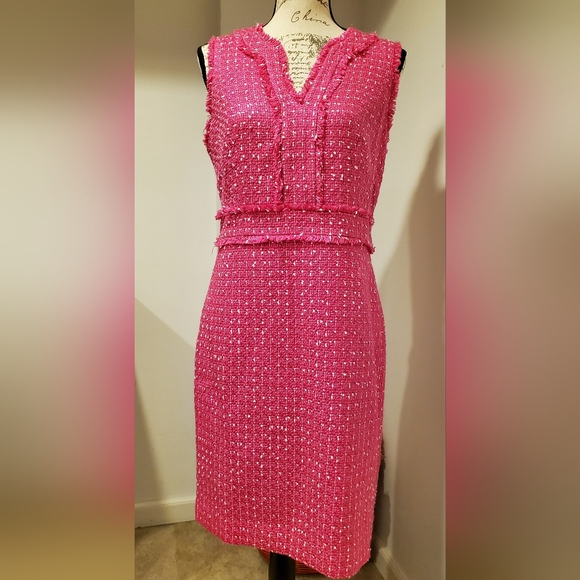 J. Crew Dresses & Skirts - J.Crew Women's Pink Sleeveless Shift Tweed Dress, Size 6.